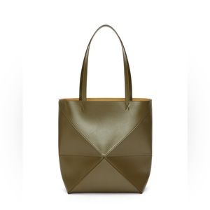 SOLD!  NWT - Puzzle Fold Tote in Dark Khaki Green Calfskin